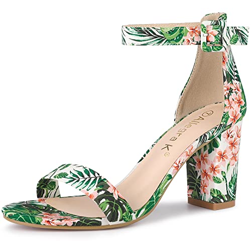 Image of Allegra K Women's Floral Print Open Toe Block High Heels Summer Sandals