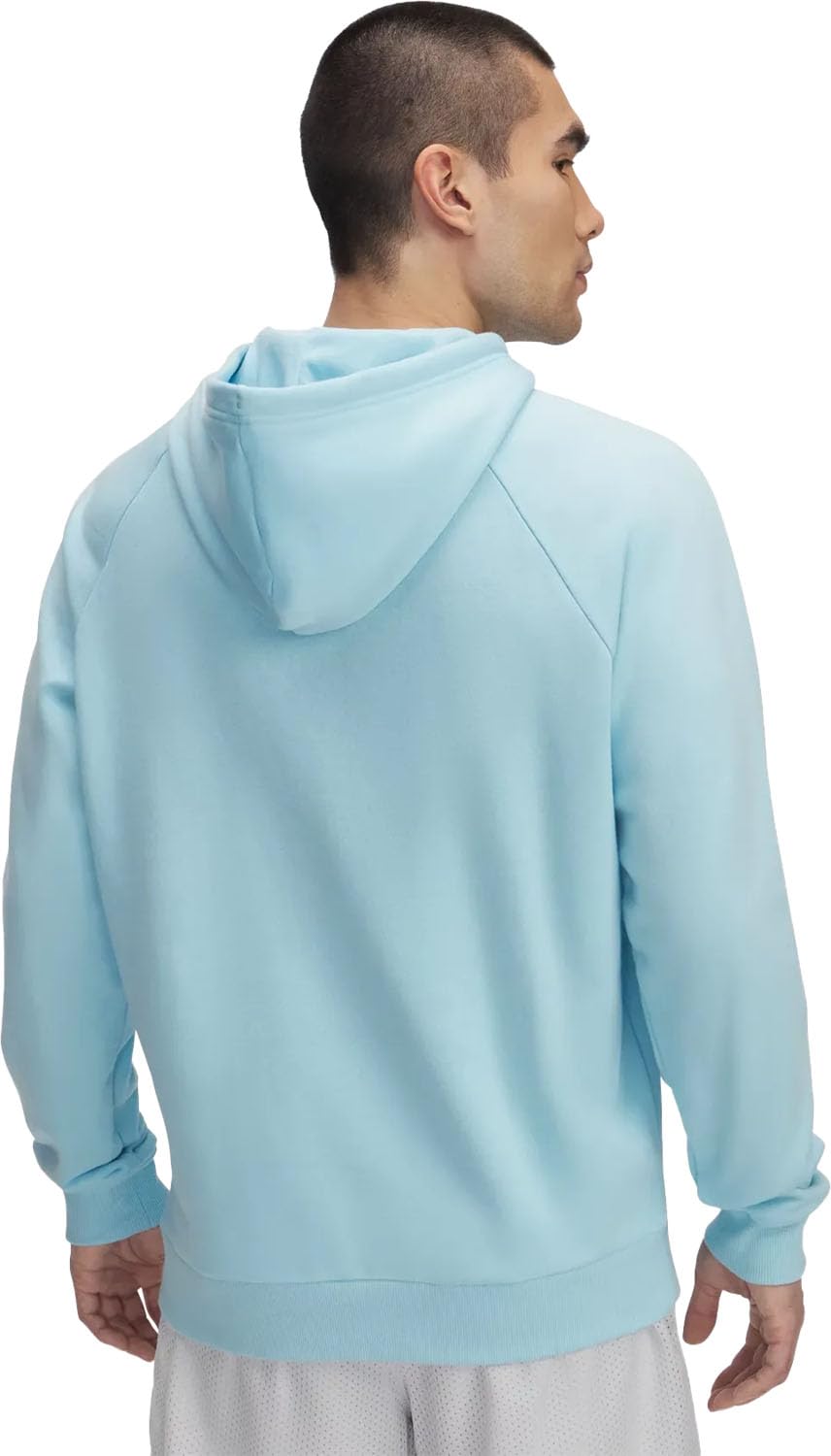 Fleece bluza Under Armour męska niebieska z kapturem gładka z kolekcji Rival
