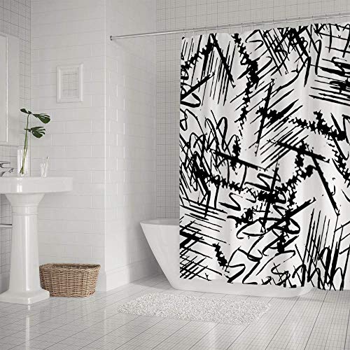 Rideau de douche imperméable à motifs lignes 66x72 inch