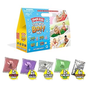 12 Use Mega Value Baff Pack from Zimpli Kids, 4 x Gelli Baff, 2 x Slime Baff & 6 x Crackle Baff, Children’s Sensory…