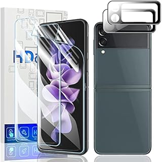 Vizvera2 PCS Samsung Galaxy Z Flip 3 Screen Protector+2 PCS Flip 3 Lens Tempered Glass Film HD Transparent Scratch Resistant Screen Protector for Samsung Galaxy Z Flip 3 5G