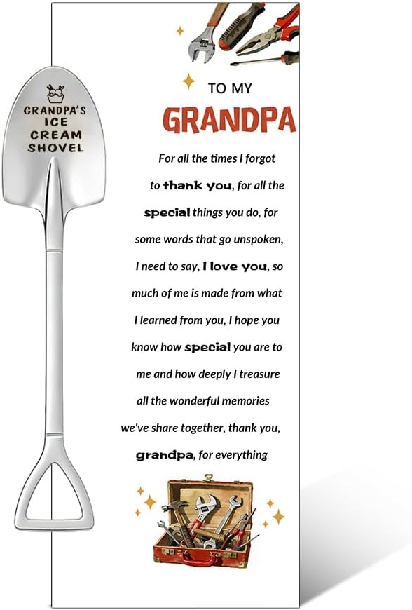 Papaw Fathers Day Birthday Gifts for Men Grandpa Papaw's Ice Cream Shovel with Gift Cards Papa Gag Father's Day Present for Men Grandfather Retirement Appreciation Birthday Present from Grandkids