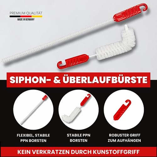 zederle 2X Reinigungsbürsten für Abwasserkanäle & 2X Bürsten für den Waschbeckenüberlauf, Rohrreiniger, Drain Reinigungsbürste, Entfernen Langer Haare, Überlaufbürste