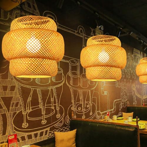 Gimpo, Luminária Pendente 30cm Lustre Teto Bambu Natural Gimpo KJDD-E-652-30CM