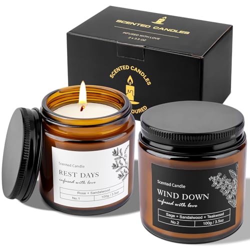Scented Candles Gift for Women Men, Sleep Candles Gift for Anxiety Relief & Promotes Sleep, Natural Soy Wax Aromatherapy Candle, Ideal Gifts for Birthday, Anniversary Bath Relaxation