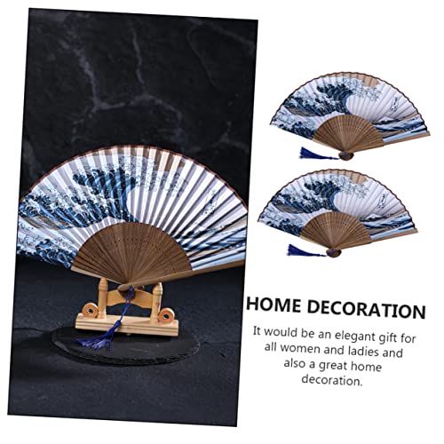 Éventail en bambou rechargeable Cabilock mini ventilateur bleu durable
