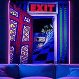 3D Exit Blacklight Tapestry Wall Decor for Men Bedroom, Trippy 3D Illusion Glow in the Dark Wall Hanging Backdrop for Men Guys Game Room, UV Reactive 3D Poster for Living Room Dorm 39x51 Inches