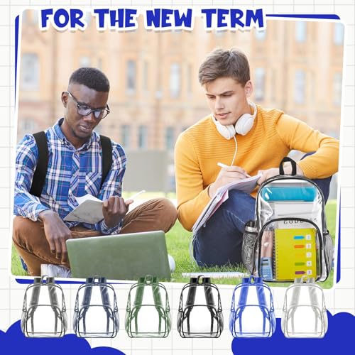Image of Amylove 36 Pcs Clear Backpack bulk for Stadium Events Heavy Duty PVC Transparent Bookbag for College Workplace Security (15 Inches,6 Colors)