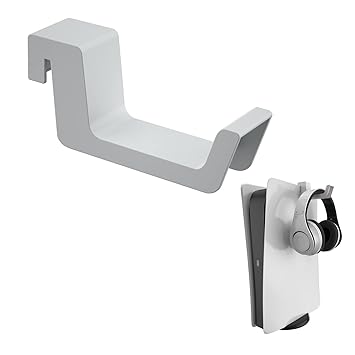 PS5 Headphone Holder, PS5 Headset Hanger, Compatible with Universal Gaming Headsets - White (1 Pack)