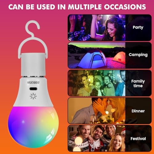 USB Aufladbar Batterie Glühbirne Mit Fernbedienung, E27 Smart Farbwechsel Farbige RGB Glühbirnen...