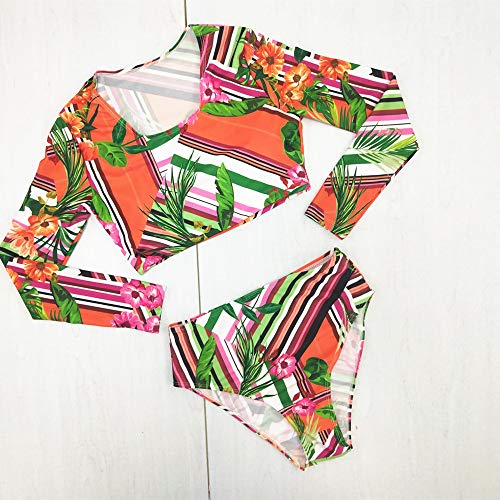 Bowanadacles Womens Long Sleeve Zipper Front high Waist Thong Bikini Set 2 Piece Swimsuit (M, Green)