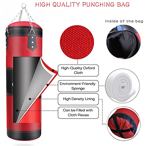 Zeruidm Hanging Punching Bag Set Unfilled, Heavy Boxing Bags Kickboxing Bag For Adults Kids, Youth Boxing Set With Hand Wraps, Punching Bag Hangers, For Mma Muay Thai Karate Taekwondo Training #TOP4