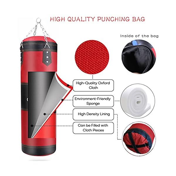 ZERUIDM-Hanging-Punching-Bag-Set-Unfilled-Heavy-Boxing-Bags-Kickboxing-Bag-for-Adults-Kids-Youth-Boxing-Set-with-Hand-Wraps-Punching-Bag-Hangers-for-MMA-Muay-Thai-Karate-Taekwondo-Training ZERUIDM Hanging Punching Bag Set Unfilled, Heavy Boxing Bag Kickboxing Bag for Adults Kids, Youth Boxing Set with Hand Wraps, Punching Bag Hangers, for MMA Muay Thai Karate Taekwondo Training