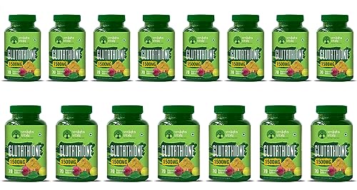 Image of Vruksha Vitals Glutathione 1500 mg with Vitamin C - 70 Tablets (Plant based Capsules Supplement) x Pack of 15