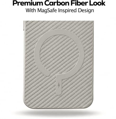 Image of FIRST MART Back Cover for Motorola Edge 60 Fusion - Magsafe Look Case, Carbon Fiber Design, Flexible, Soft Micro-Fibre Lining Inside | Grey