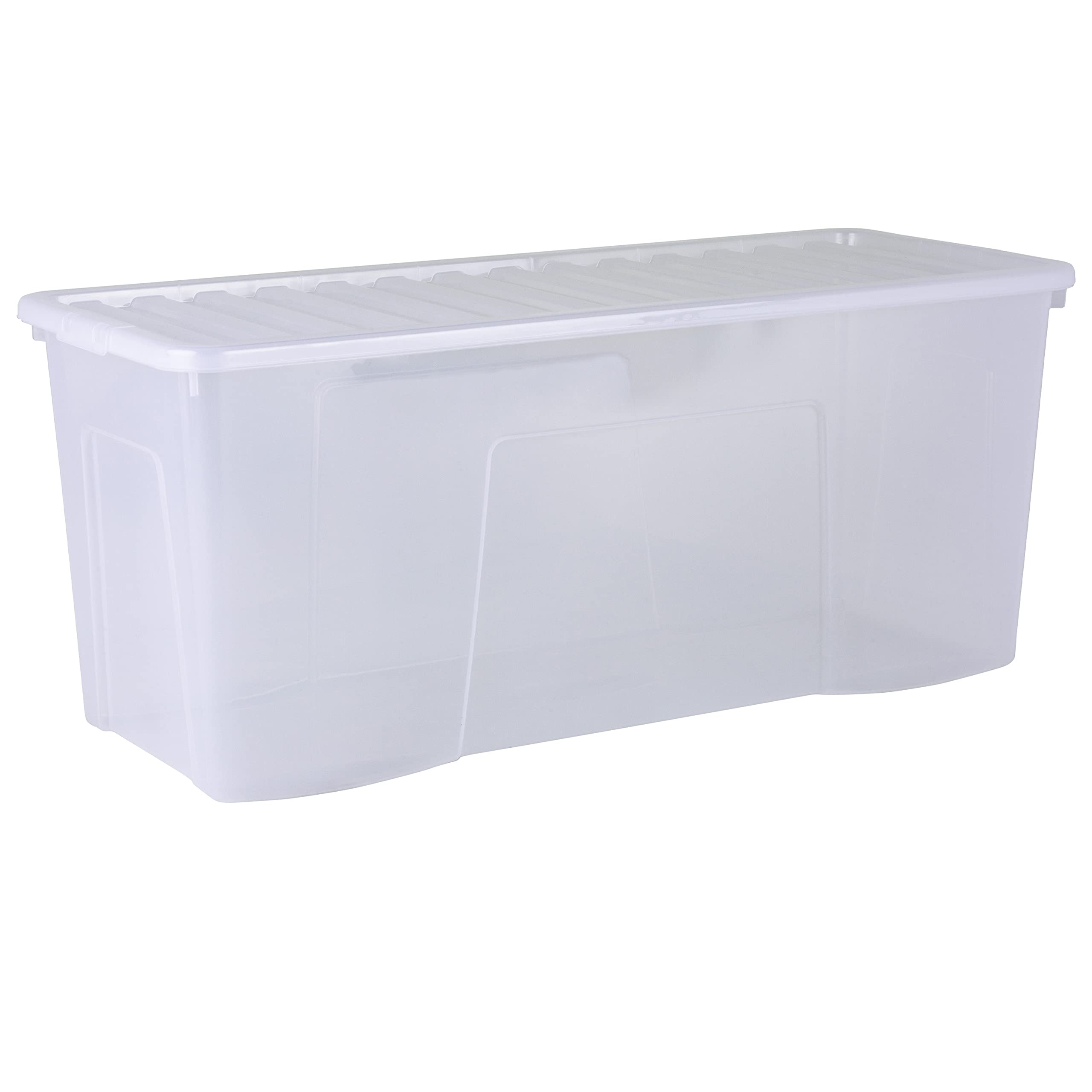 Wham Crystal 2 x 133L Stackable Plastic Storage Boxes with Lids | Ideal for Home, Office, Toys & More | Extra large Boxes | Made in UK - Clear