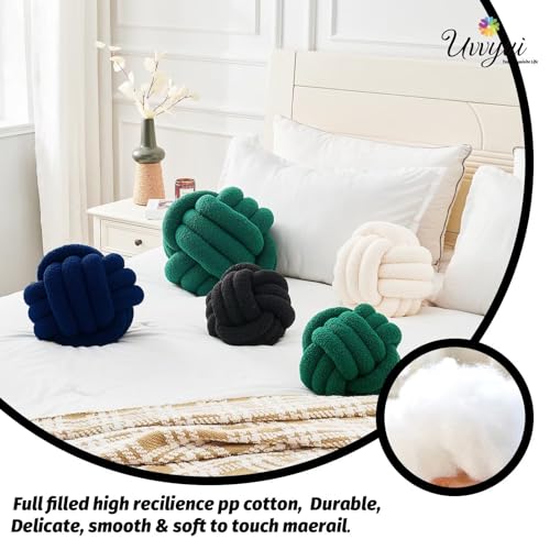 Image of Uvvyui Knot Pillow Ball, Soft Home Decorative Pillows, Round Throw Pillow, Handmade Knotted Plush Pillow, Round Boucle Pillow Cushion (8.6 Inches Black)