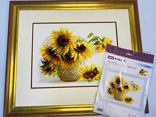 Image of RIOLIS - Hot Summer 1488, Floral Cross Stitch Kits 15,75 inch x11,81, Cross Stitch Kits for Beginners & Advanced, Crossstitching Kits Adult, Counted Stitching Kits, Flowers Embroidery Kit