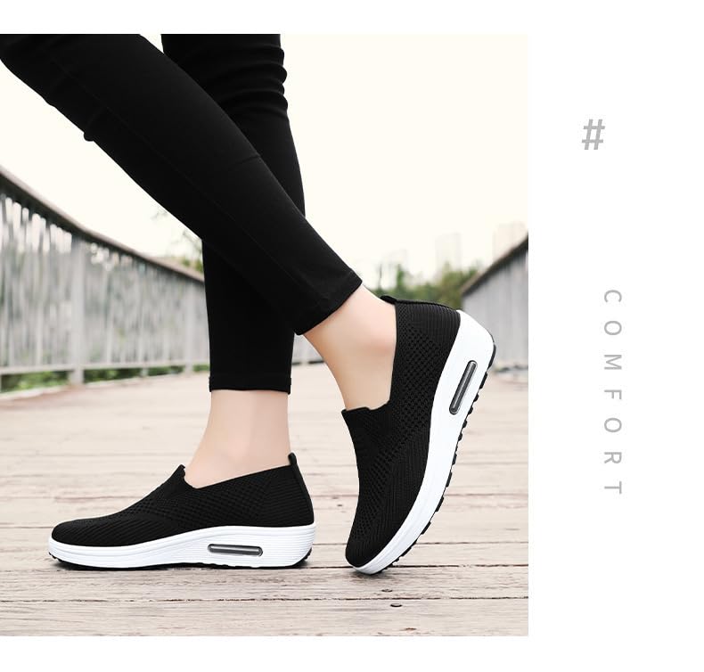 Image of carl vinson Women's Spring Thick-Soled Slip-On Shoes - Breathable, Comfortable, Height-Increasing Sneakers