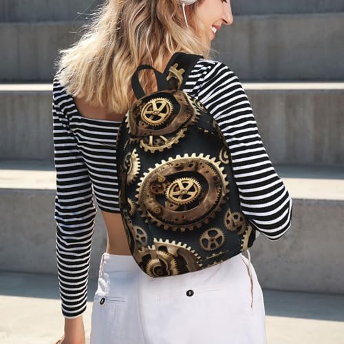 Sac à dos imprimé engrenages steampunk pour femme avec compartiment PC