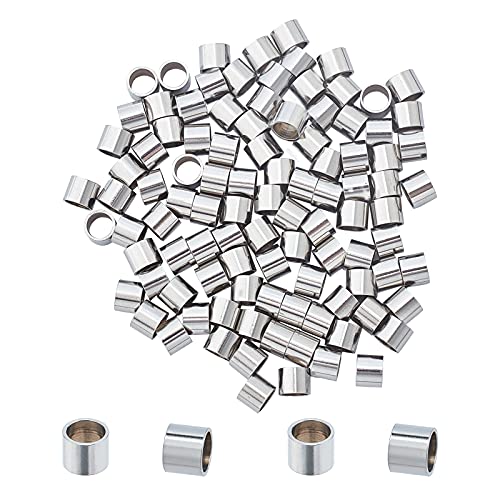 UNICRAFTALE About 100pcs 6mm Column Beads European Stainless Steel Loose Beads 5mm Hole Column Bead Find for Bracelets Necklaces Jewelry Making Stainless Color