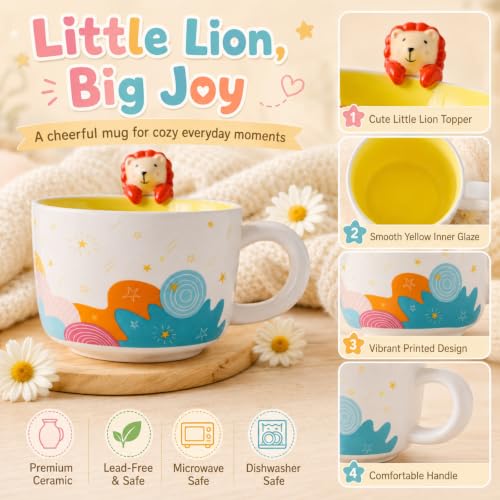 Taza de Cerámica con León 3D 12 oz miniatura 3