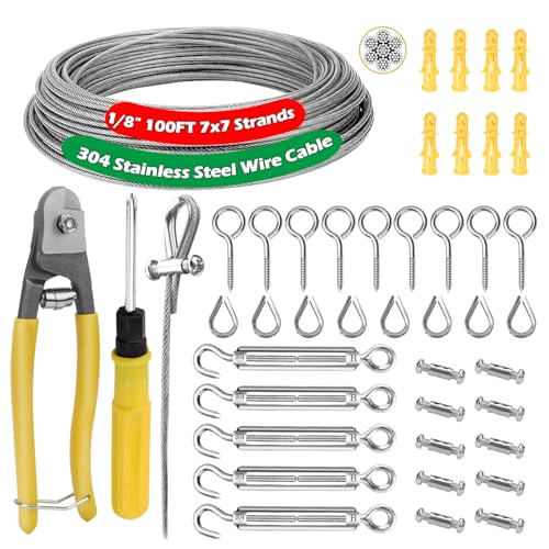1/8" Metal Curtain Wire Hanging System, 100ft 7×7 Strands 304