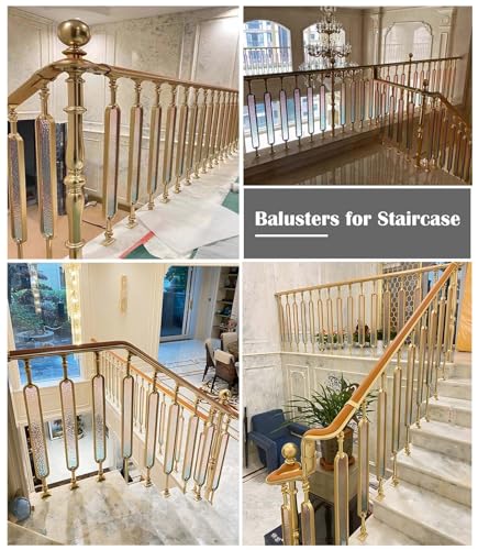 Barandilla de escalera de aluminio dorada con soporte ajustable y base estable 6