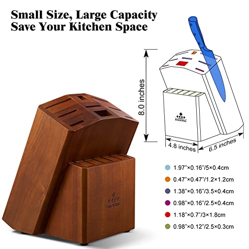 Enoking Knife Block Without Knives, Kitchen Knife Holder For Kitchen Counter, 15 Wider Slots Acacia Wood Universal Knife Block For Knife Storage #TOP4