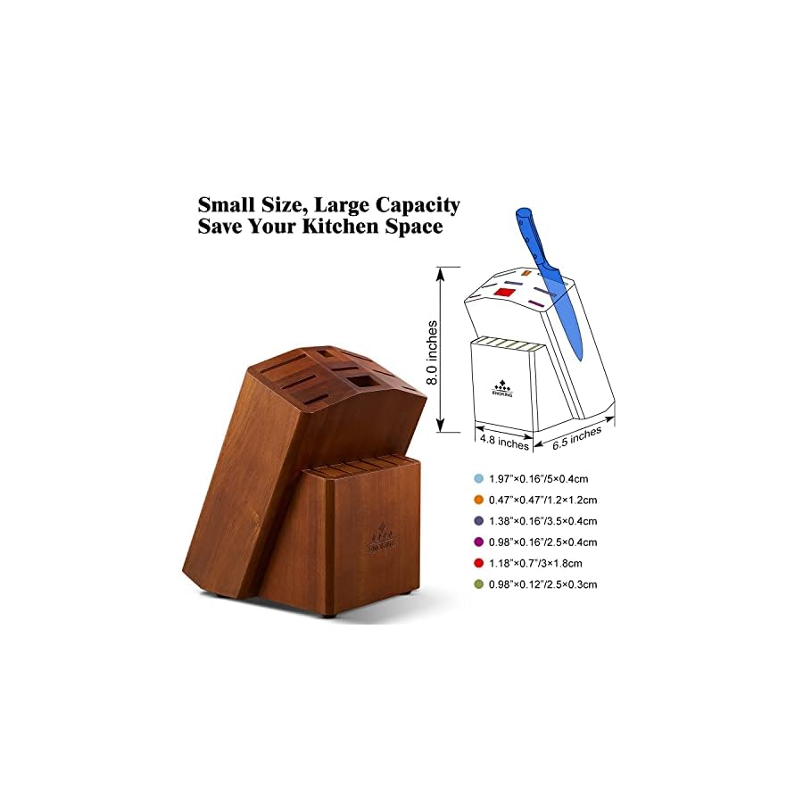 ENOKING-Universal-Knife-Block-without-Knives-15-Slots-Acacia-Knife-Holder-for-Kitchen-Counter-Butcher-Block-with-Wider-Slots-for-Keeping-Sharp ENOKING 15 Slots Universal Knife Block, Acacia Wood Knife Block without Knives, Knife Holder for Kitchen Counter- Wider Angled Openings for Keeping Knives Sharp