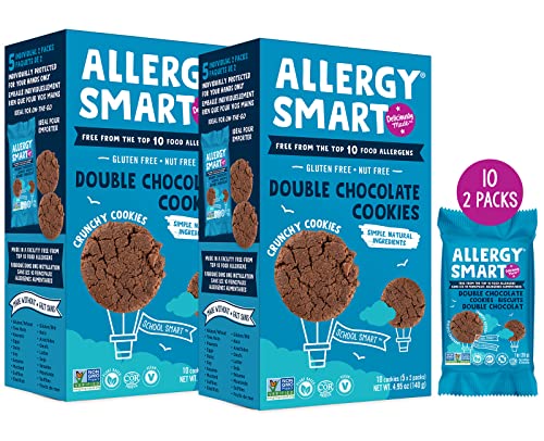 Allergy Smart Crunchy Vegan Cookies | Gluten Free, Nut Free, Egg Free, Soy Free, Dairy Free, Non Gmo, Kosher | Delicious Plant Based School Snack For Kids & On The Go | 10 Individually Wrapped 2 Packs #TOP3