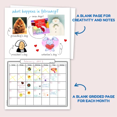 Hygloss Products Blank Calendar Books - Make Your Own Scrapbook - Assorted Bright Covers With White Pages - 12 Gridded Months - 8.5 X 11" - 6 Calendars #TOP2