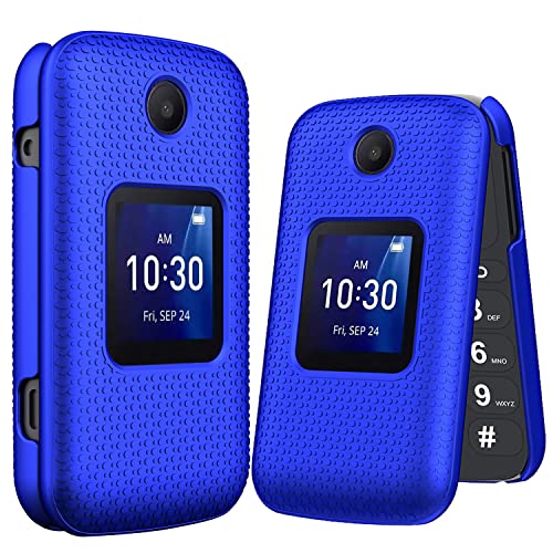 Rykq For Alcatel Go Flip 4 / Tcl Flip Pro Case, With [Not Glass] Flexible Screen Protector Heavy Duty Protection Hard Shockproof Protective Phone Case For Tcl Flip Pro 4056, (Blue) #TOP4