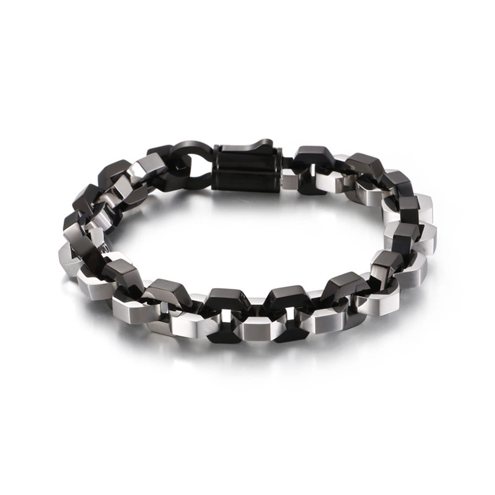 Bracciale a catena da uomo, gioielli a catena da uomo, bracciale geometrico in acciaio inossidabile per compleanno