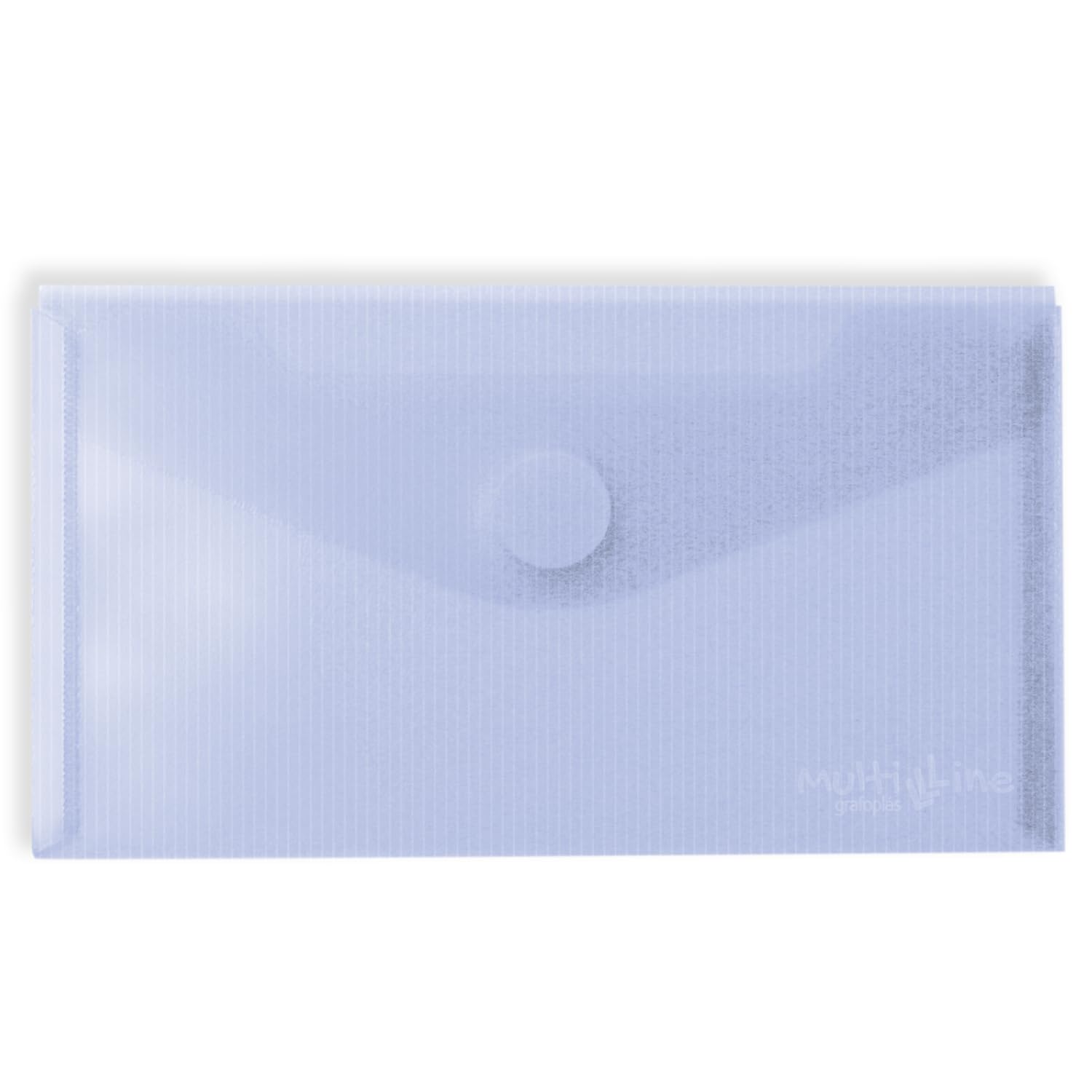 Grafoplas - Pack 5 Sobres Plastico, Tamaño Recibo, Cierre Velcro, Azul Claro, Multiline, 22,5x12,5cm, Polipropileno Cristal Rayado Traslúcido, Perfecto para Recibos y Documentos Pequeños