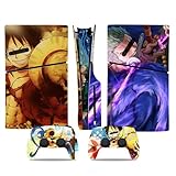 Kit de vinilos Extra Resistentes MaD Vision® para PlayStation 5 (PS5) Disc Slim| Set de vinilos Mate para Consola + 2 mandos - para Anime|Rubber|Zoro|Nami Manga Diseño