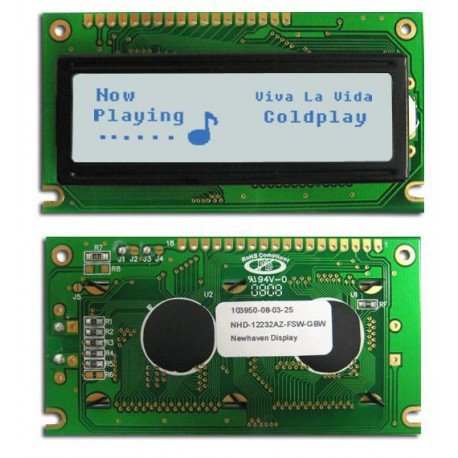 LCD Graphic Display,122x32 Pixels,84x44,STN- Gray,Transflective,8-Bit Parallel