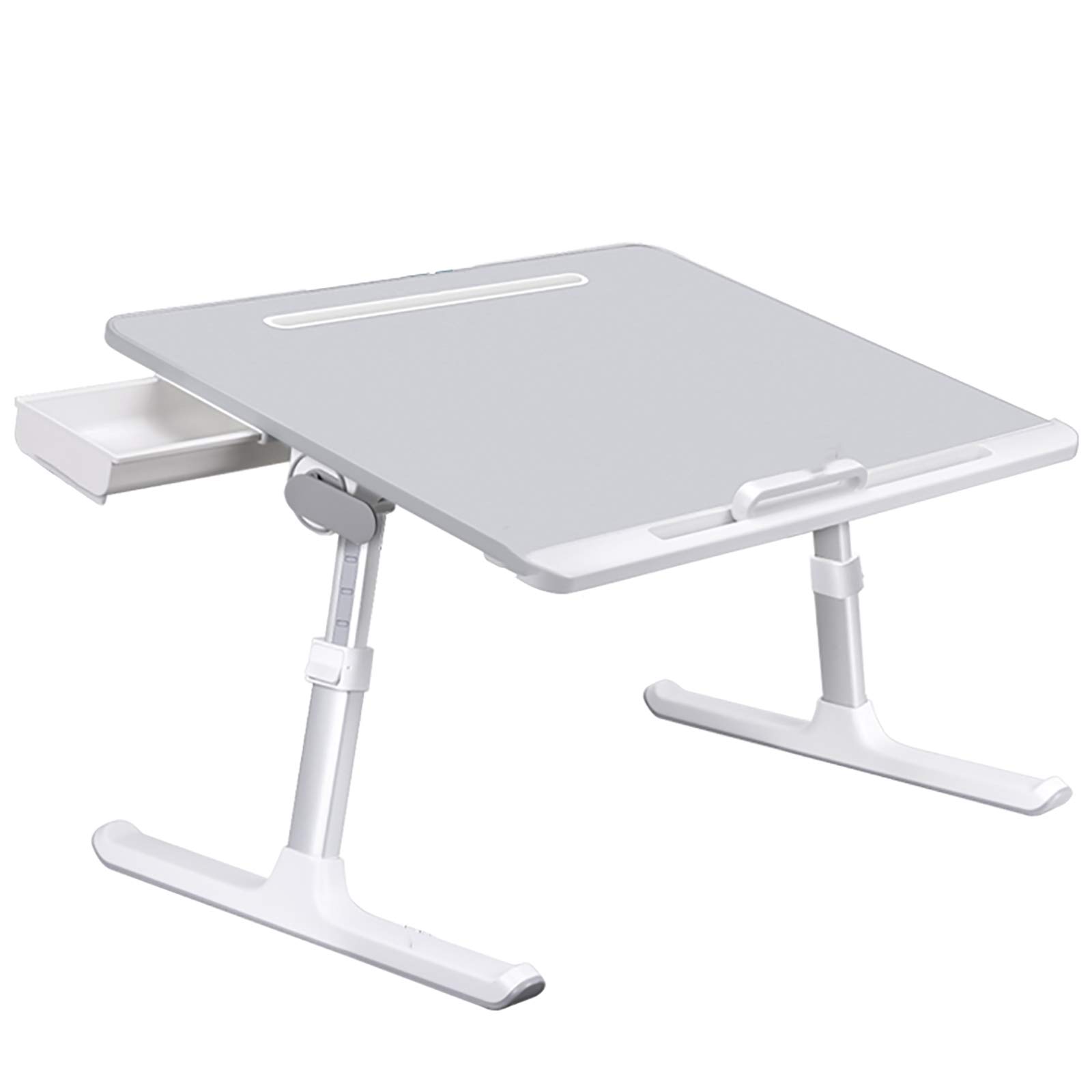 Support Pc Portable avec Tiroirs De Rangement,Stand Bureau Portable,Table D'ordinateur Portable Réglable,pour Canapé, Livre, Magazine Et Petit Déjeuner
