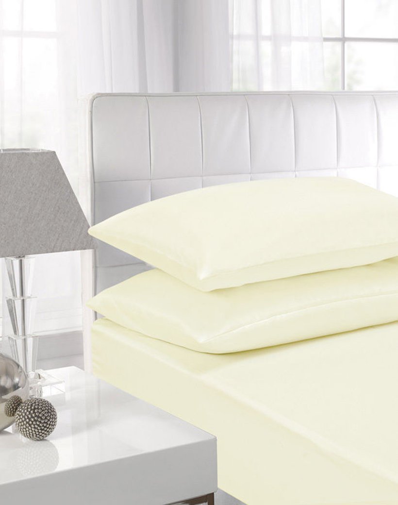 Niys-Misketch Cream Extra Deep 40Cm/16 Fitted Sheets Polycotton Percale Sheet (Single, )
