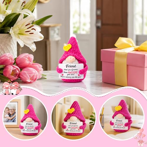 Friend Friendship Gifts for Women - Back to School Gifts for Students Funny Crochet Gnome Gifts for Bestfriend Best Friend Friends Female Work Bestie BFF Girls Birthday Friendsgiving Christmas - Image 8
