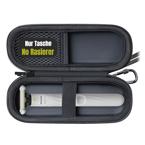 Woollo PU Etui Kompatibel mit Philips OneBlade Intimate - Elektrischer Intimrasierer und Intimtrimmer für Männer und Frauen QP1924/30 Tragbar Hart Reise Case Wasserdicht Hülle [Nur Tasche]