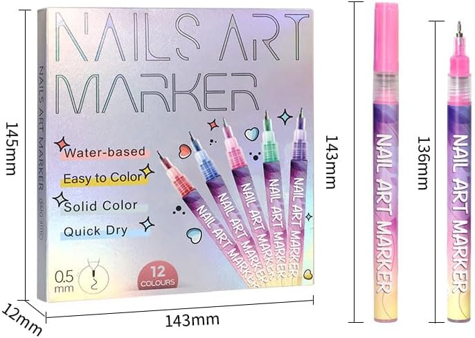 Soccer Party Decorations，Football Themed of Nail Art Marker Pens, Acrylic Paint Ink,12 Colors Set for Nail Design and Decoration