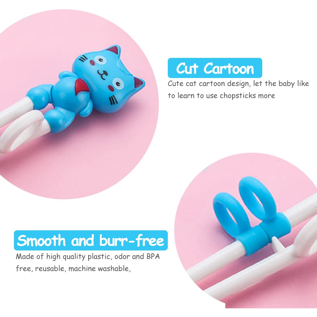 ZIBUYU® Chopsticks for Kids and Adults - Learning Auxiliary Chopsticks With Holding Position for 1-6 Years, Left-Handed and Right-Handed (Blue) - 1 Pair 3