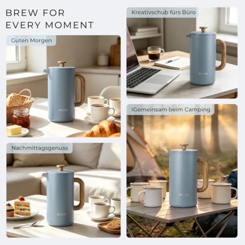 ecooe French Press Kaffeepresse 1,5 L Edelstahl Ddoppelwandig – Ansicht 5