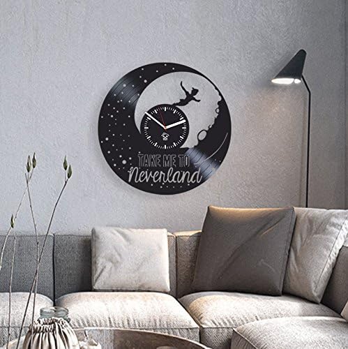Peter Pan Clock, Wendy Gift, Walt Disney Home Decor, Cartoons Movie, Vinyl Wall Clock, Best Gift for Girl, Vinyl Record Clock, Silent, Wall Sticker, Wall Clock Modern