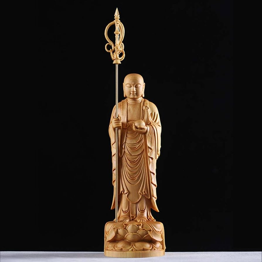 Amazon｜仏像 地蔵菩薩立像 天然 ツゲ 木彫り(高さ18cm×巾5.8cm