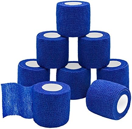 GooGou Self Adherent Wrap Bandages Self Adhering Cohesive Tape Elastic Athletic Sports Tape for Sports Sprain Swelling and Soreness on Wrist and Ankle 8PCS 2 in X 14.7 ft (Blue)
