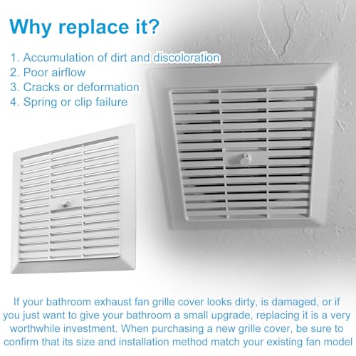 Rejilla de reemplazo QQZ para ventilador de extracción NuTone 686, cubierta de repuesto G686N para baño miniatura 6
