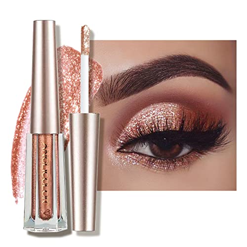 Anglicolor Ombre à paupières liquide paillettes diamantées Paillettes étoilées Ombre à paupières sirène Longue durée et pigmentée Scintillant et Maquillage des yeux scintillants (#8 Earth color) Cover