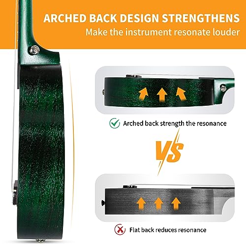 Image of AODSK Concert Green Ukulele for Beginner 23 Inch Uke with Gig Bag Strap Nylon String 4 Picks Holiday Gift